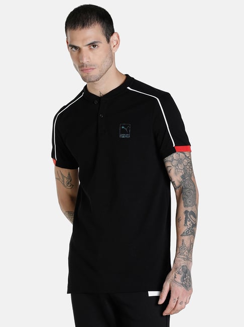 Buy Puma Black Cotton Slim Fit T-Shirt for Mens Online Tata CLiQ