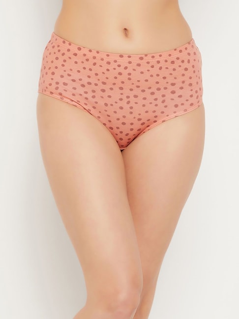 Clovia Peach Cotton Printed Hipster Panty Price in India