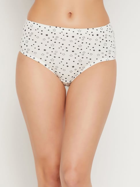 Clovia White Cotton Printed Hipster Panty Price in India