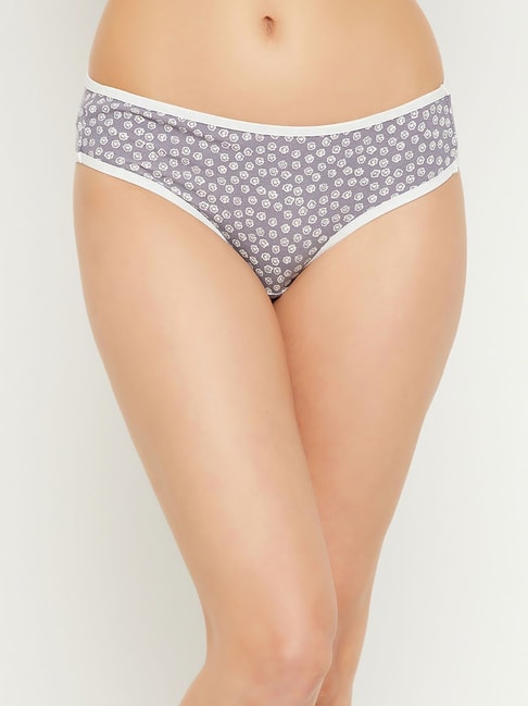Clovia Grey Cotton Floral Print Bikini Panty Price in India