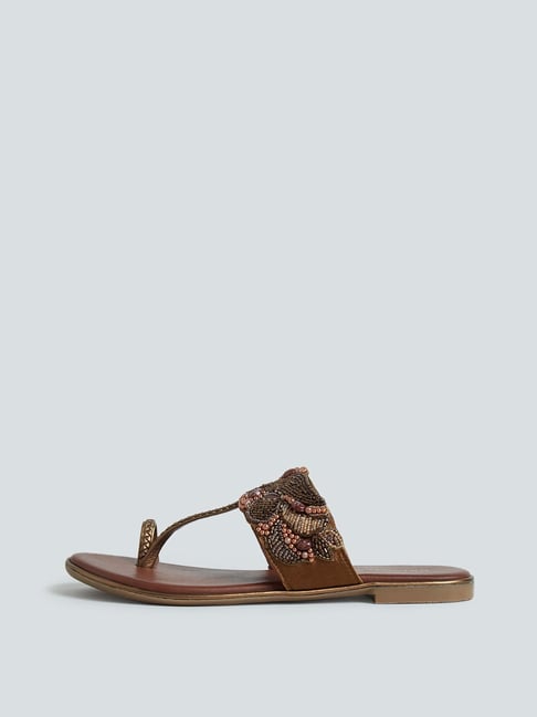 LUNA BLU by Westside Brown Artisanal Kolhapuri Sandals Price in India
