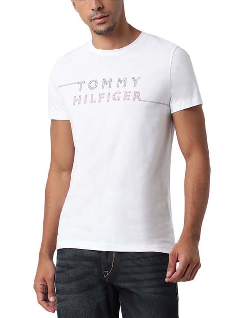 Tommy Hilfiger White Logo Regular Fit T-Shirt