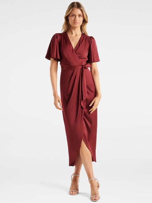 Forever New Maroon Wrap Dress Price in India