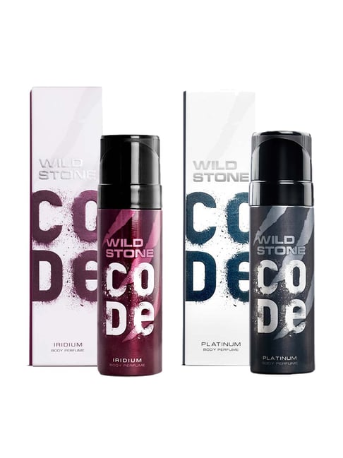Wild Stone Code Iridium and Platinum Body Perfume for Men Pack of