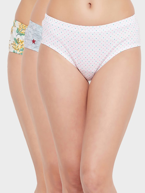 Clovia Multicolor Printed Hipster Panty  - Pack of 3 Price in India