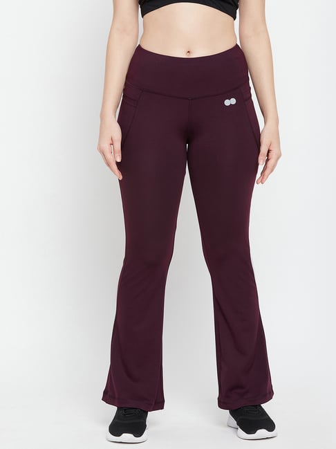 Buy Nite Flite Wine Cotton Mid Rise Yoga Pants for Women Online @ Tata CLiQ