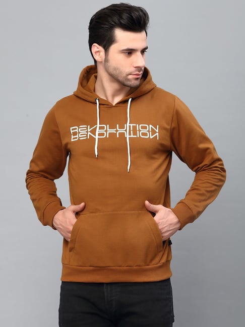 Mens brown cheap hooded sweatshirt