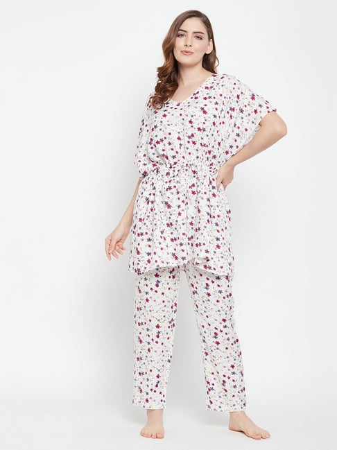 Buy Clovia White Printed Top With Pyjamas for Women s Online Tata CLiQ