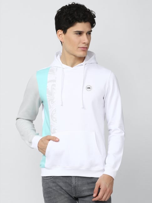 Buy Peter England Jeans White Regular Fit Colour Block Hooded