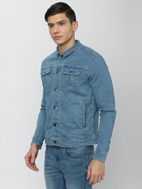 Buy Van Heusen Denim Labs Blue Cotton Slim Fit Denim Jacket for Mens ...