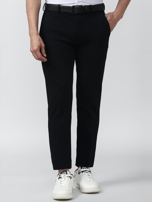 Buy Peter England Men Navy Blue Solid Formal Trousers - Trousers for Men  1888219 | Myntra