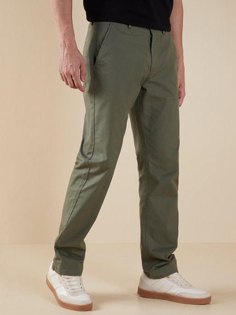 Slacks and Chinos Casual trousers and trousers Incotex Cotton Straight Leg Trousers in Green for Men Mens Clothing Trousers 