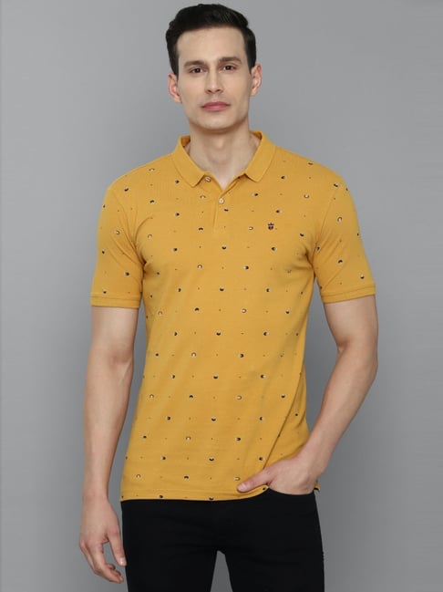 Buy LOUIS PHILIPPE JEANS Yellow Printed Cotton Slim Fit Men's T