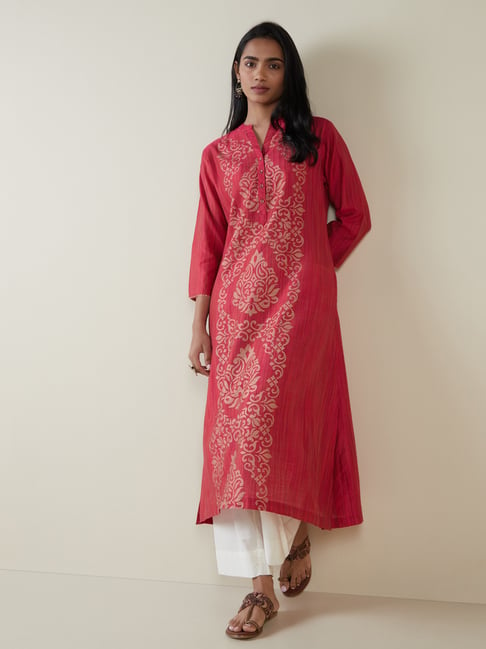 Utsa by Westside Fuchsia Printed A-Line Kurta Price in India