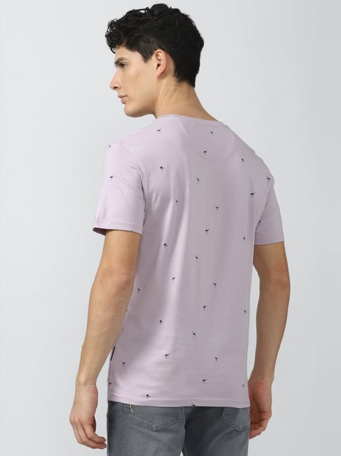 Van Heusen Sport Purple Cotton Regular Fit Printed T-Shirt