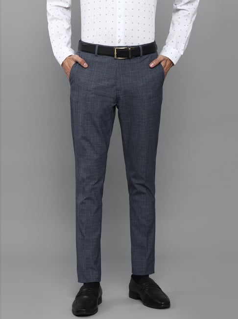 Louis Philippe Grey Regular Fit Checks Trousers-picture-13
