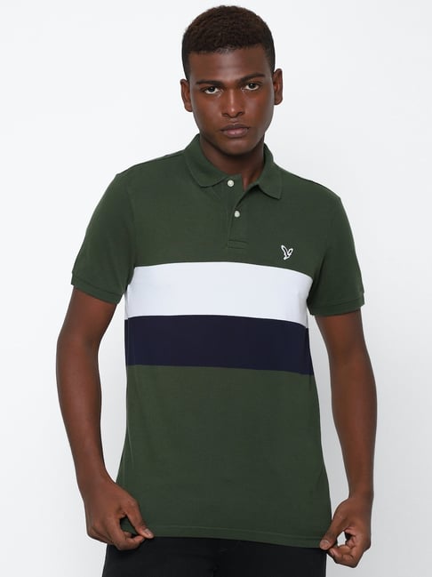 American Eagle Multi Cotton Regular Fit Colour Block Polo T Shirt