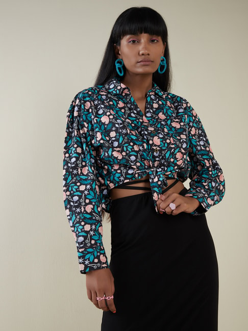 Nuon by Westside Multicolour Printed Cropped Shirt Price in India