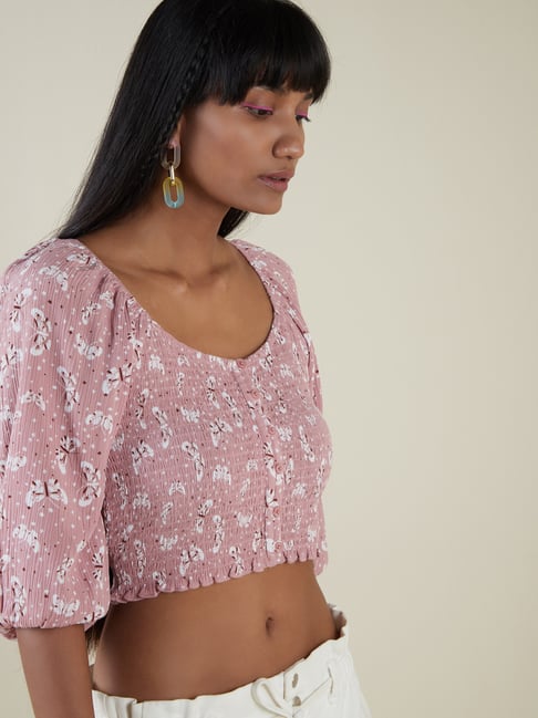 Nuon by Westside Pink Floral Printed Miley Top Price in India