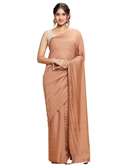 Navyasa by liva Brown Glitz ¿n¿ Glam Liva Saree With Blouse Price in India