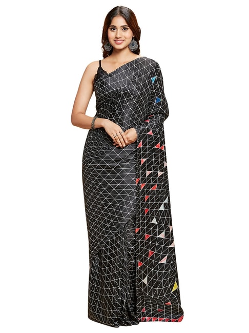 Navyasa by liva Black Magnificent Mirage Liva Saree With Blouse Price in India