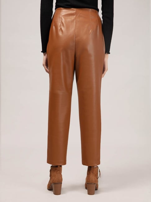 Mayhem Faux Leather Pants Set - Brown