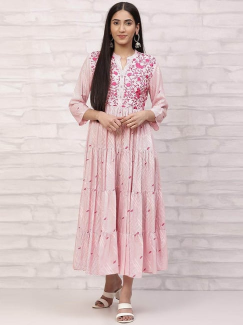 Rangriti Pink Embroidered Maxi Dress Price in India