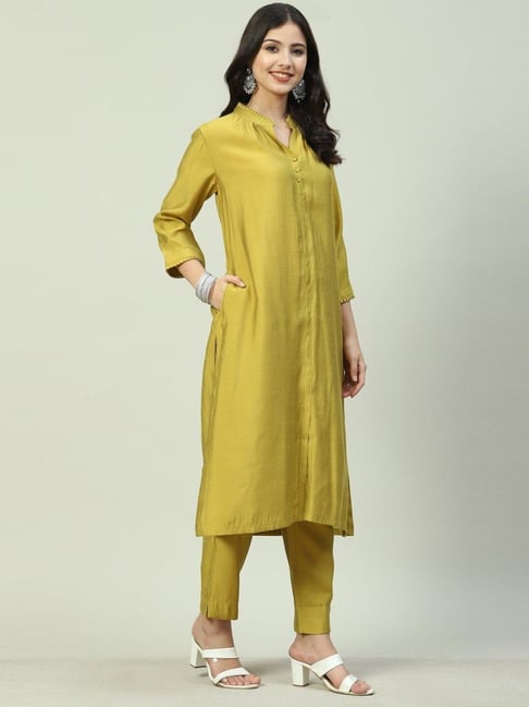 Biba Mustard Kurta Pant Set Price in India