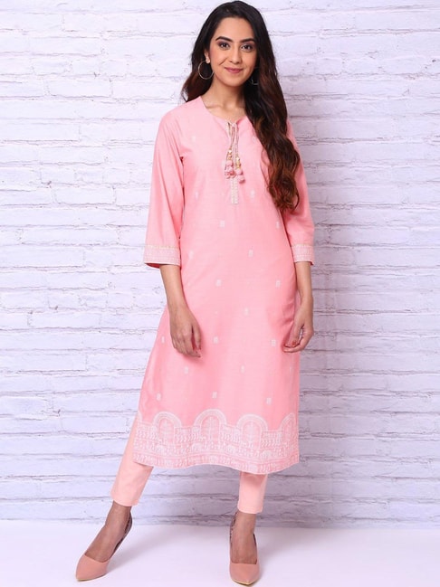 Fuchsia Pink Color Designer Rayon Embroidery Kurti (She Kurti 590)