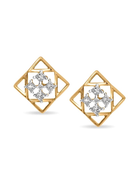 atjewels Round White CZ Cross Stud Earrings in 18k Yellow Gold Plated   atjewelsin