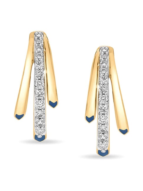 Mia by Tanishq 14 KT Yellow Gold Diamond Line Stud Earrings