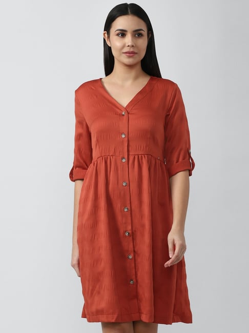 Van Heusen Red Self Design A Line Dress Price in India