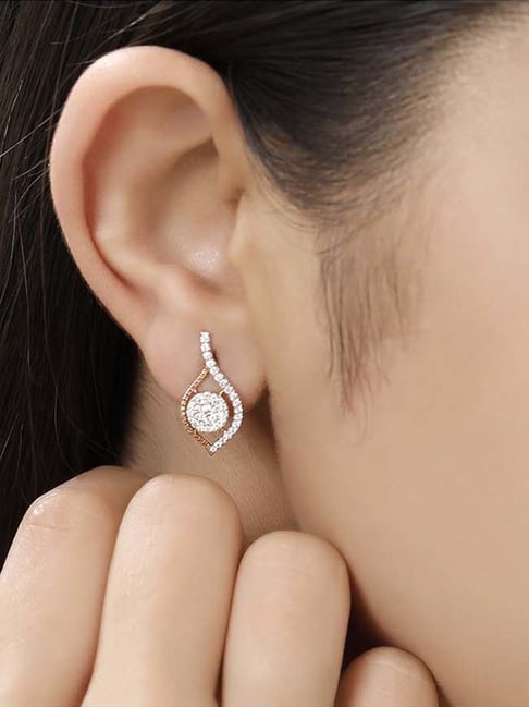 Adorable 18 Karat Rose Gold And Diamond Floral Studs