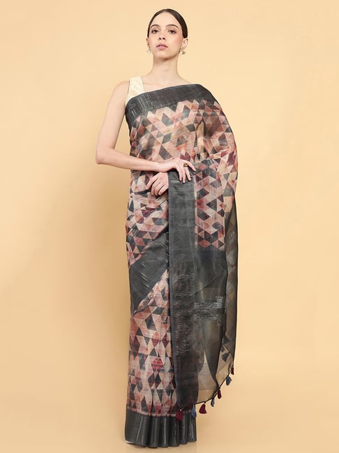 Soch Multicolor Geometric Print Saree With Blouse Price in India
