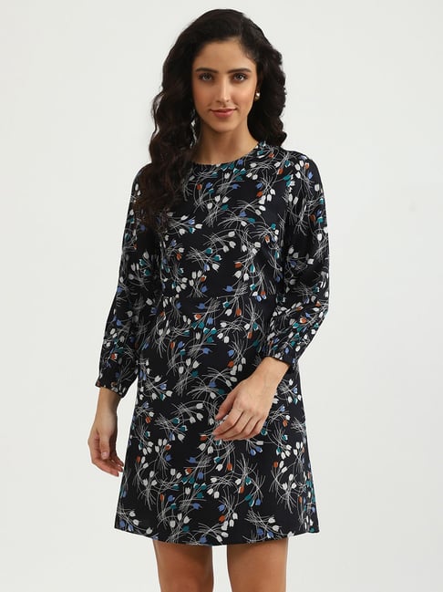United Colors of Benetton Black Printed Shift Dress Price in India