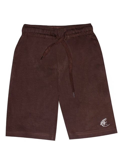 Kiddopanti Kids Dark Brown Solid Shorts-picture-27