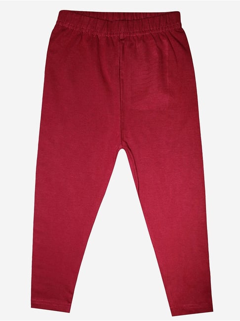 Kiddopanti Kids Wine Solid Leggings-picture-33