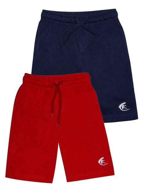 Kiddopanti Kids Navy & Red Solid Shorts (Pack Of 2)-picture-19