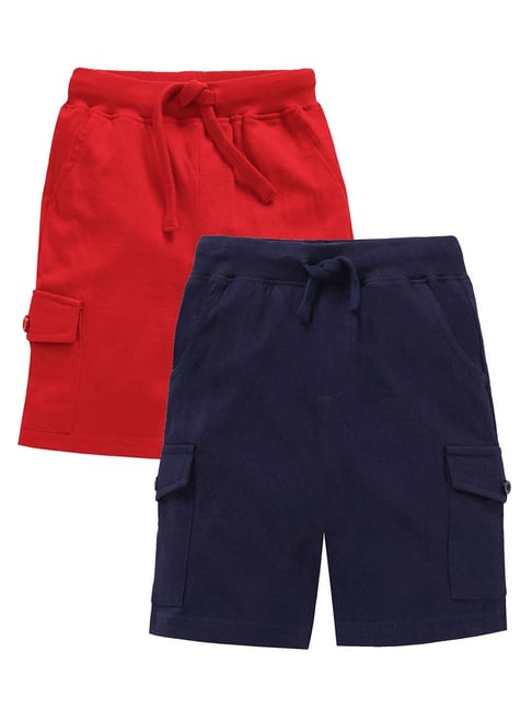 Kiddopanti Kids Navy & Red Solid Shorts (Pack Of 2)-picture-25