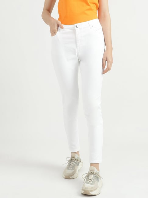 United Colors of Benetton White Lightly Washed High Rise Jeans