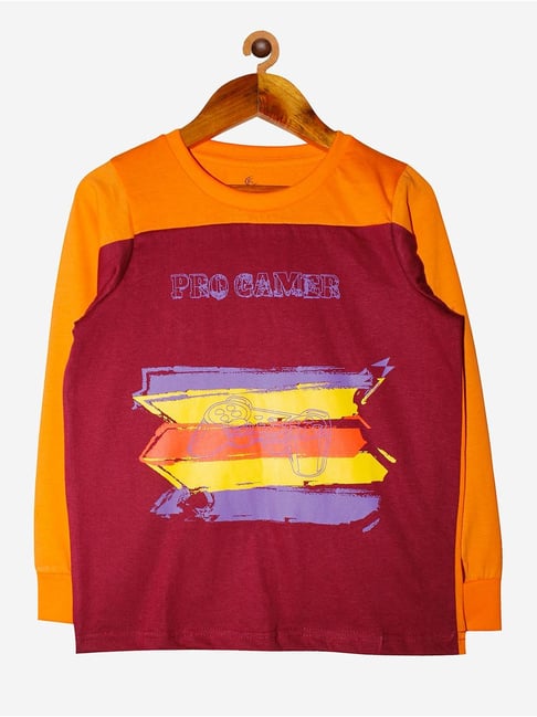 Kiddopanti Kids Red & Orange Printed T-Shirt-picture-15