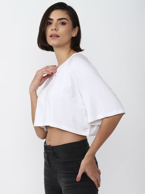 Buy CUTE AND PSYCHO WHITE CROP TOP for Women Online in India