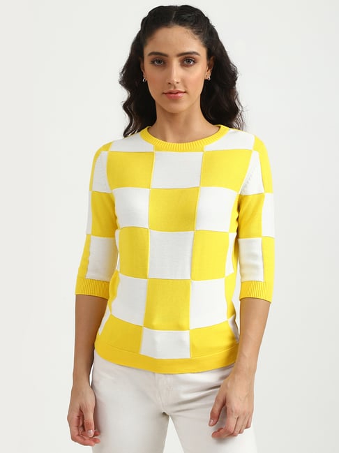 Yellow checkered clearance sweater