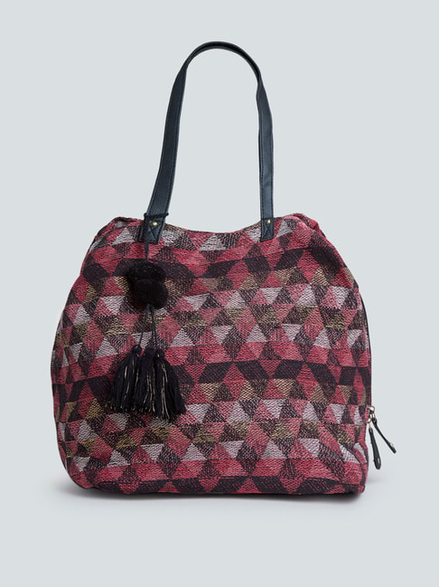 Westside Maroon Triangle Patterned Simone Tote Bag Price in India