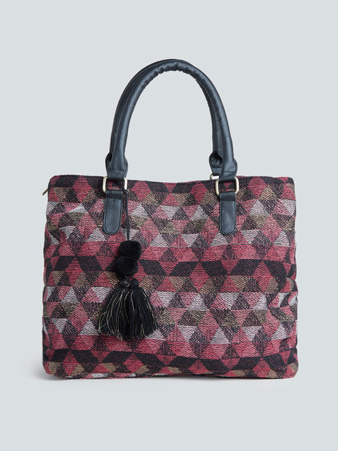 Westside Maroon Triangle Patterned Tote Bag Price in India