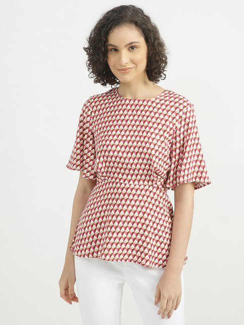 United Colors of Benetton Pink Printed A-Line Top