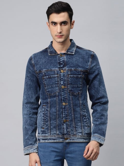 Royal blue denim jacket on sale mens