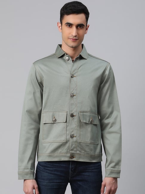 Hubberholme Mint Green Cotton Regular Fit Denim Jacket