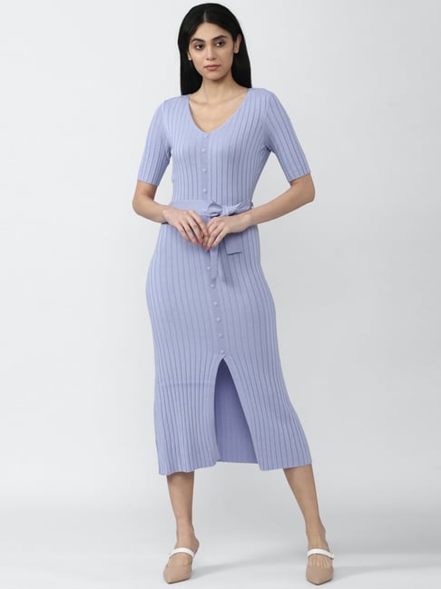 Van Heusen Blue Cotton Self Pattern Shift Dress Price in India