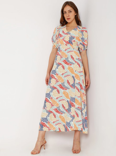 Vero Moda Multicolor Printed Midi Dress Price in India